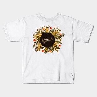 Thank you flowers and branches - sap green and ochre Kids T-Shirt